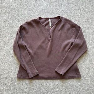Babaton Mauve Waffle-Texture Long Sleeve Top